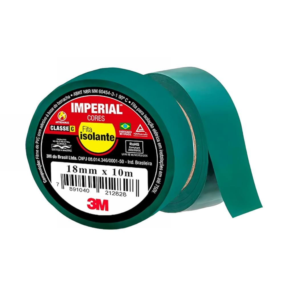 Fita Isolante 18mm x 10mts Verde Imperial